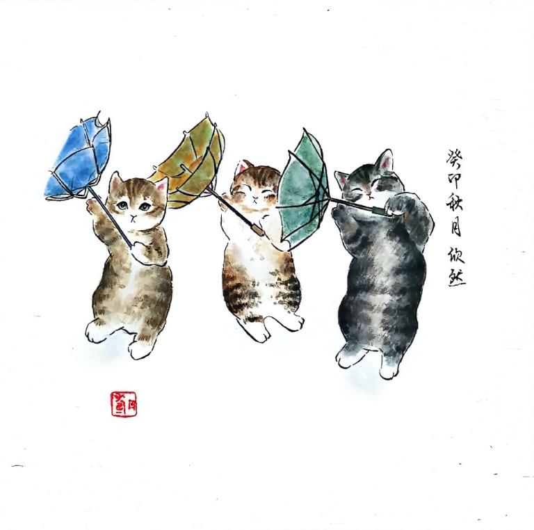Kínai festészet 雨伞猫三